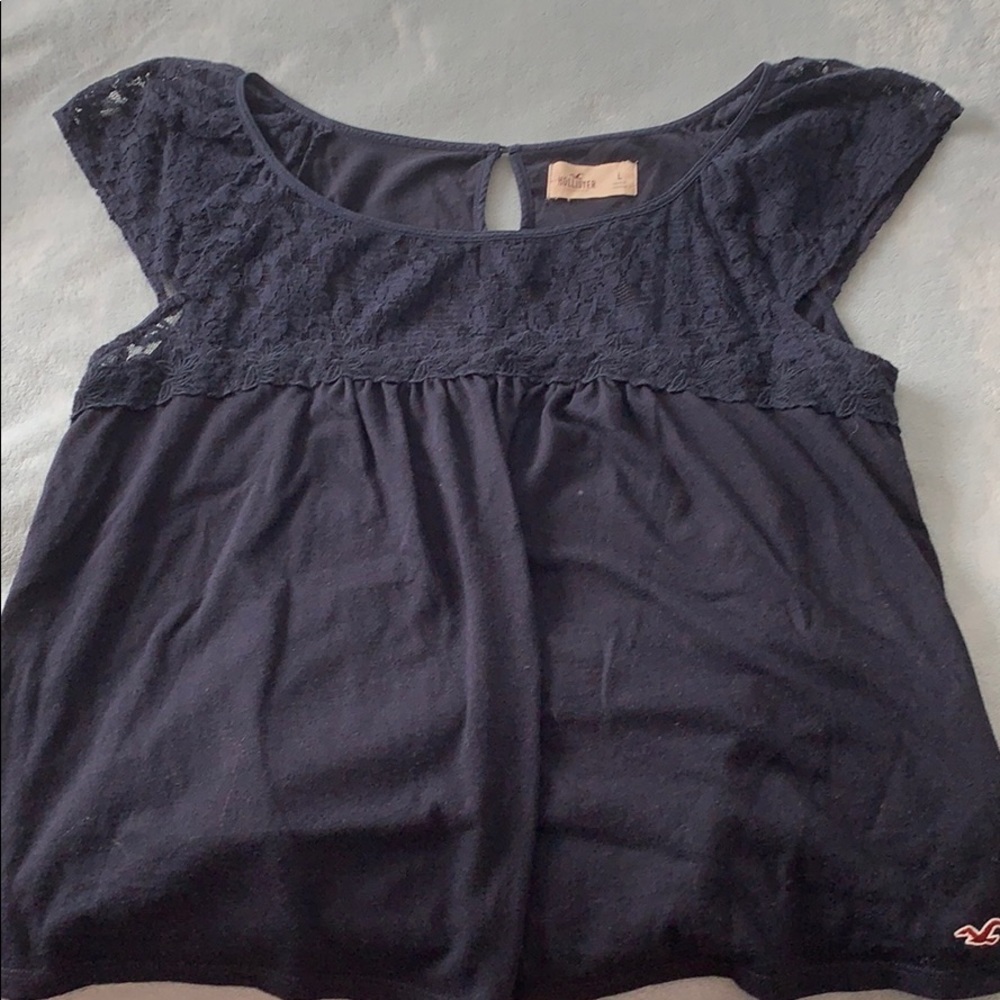 Navy lace top Hollister